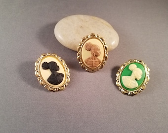 Leslie pin pendant | green ivory black brown from Radiant Inspiration collection with ethnic African American cameo