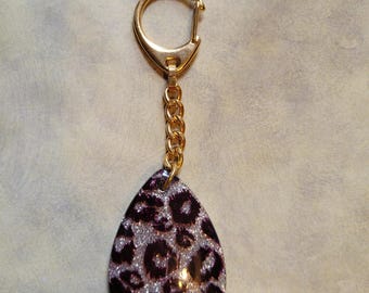 Leopard Glitter Keychain | Afrocentric Animal Print Teardrop key ring | Birthday, Housewarming, Grad Gift