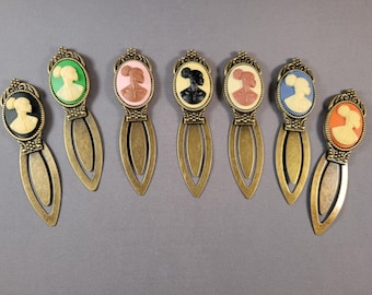 Hagar bookmark | black pink green brown ivory blue orange | African American woman cameo in Radiant Inspiration collection | reader gift