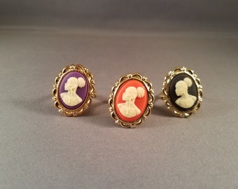 Leslie ring | orange purple black beige red from Radiant Inspiration collection with ethnic African American cameo