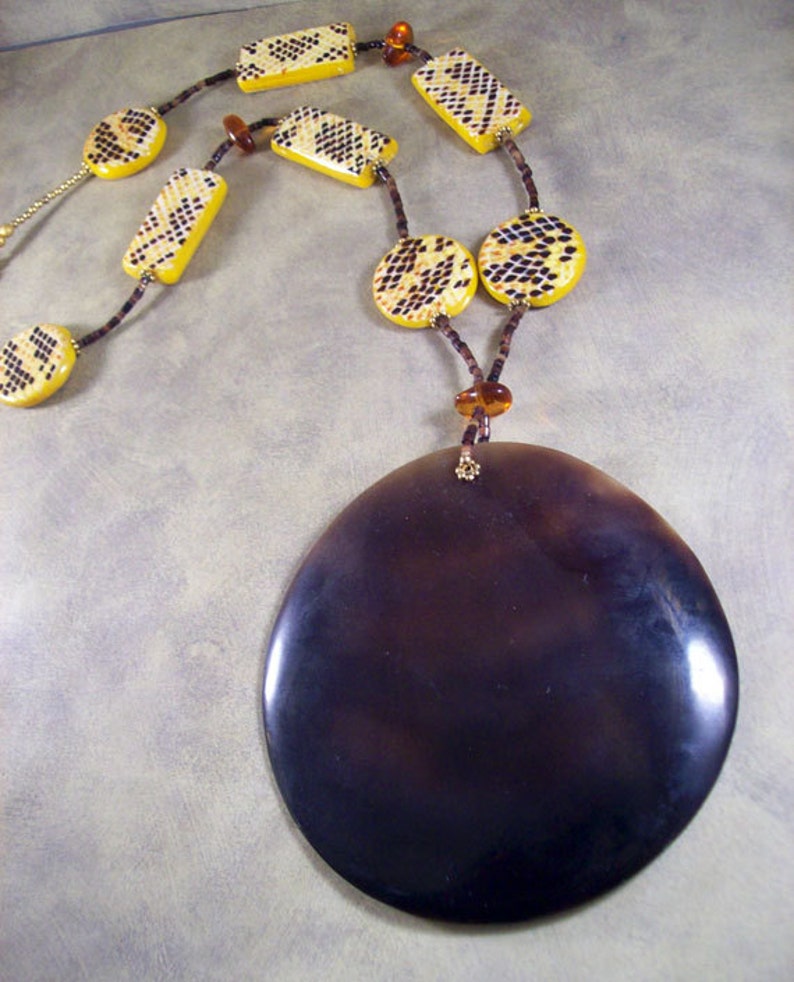 Conda Necklace / boho tribal afrocentric animal print image 1