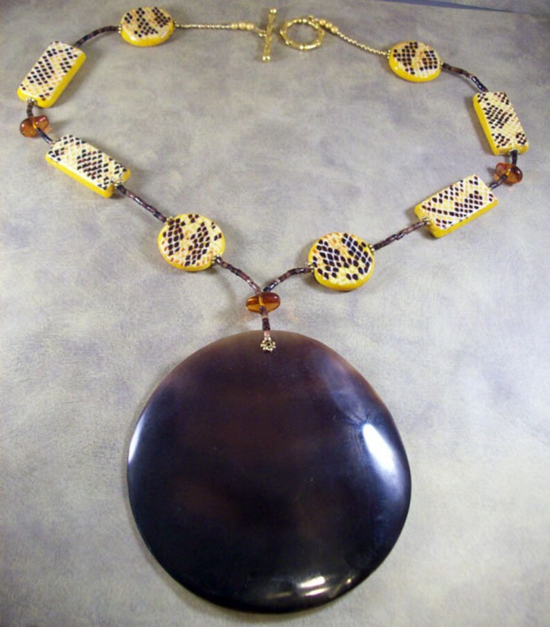 Conda Necklace / boho tribal afrocentric animal print image 2