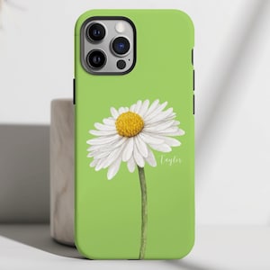 iPhone Case - Custom Case for iPhone 16 15 14 13 12 11 8 Pro Plus Max Mini xr xs x, MagSafe Compatible iPhone 13 -16, Daisy Green