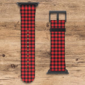 Red and Black Buffalo Plaid Apple Watch Band, Buffalo Check Apple Watch Wrist Band, Compatible with All Apple Watch Series, Classic Style