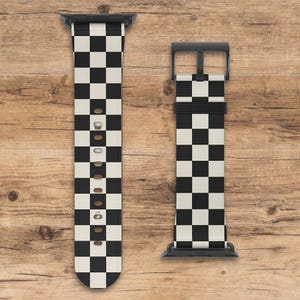 Black and Tan Checkered Apple Watch Band, Checkered Pattern Apple Watch Wrist Band, Compatible with All Apple Watch Series