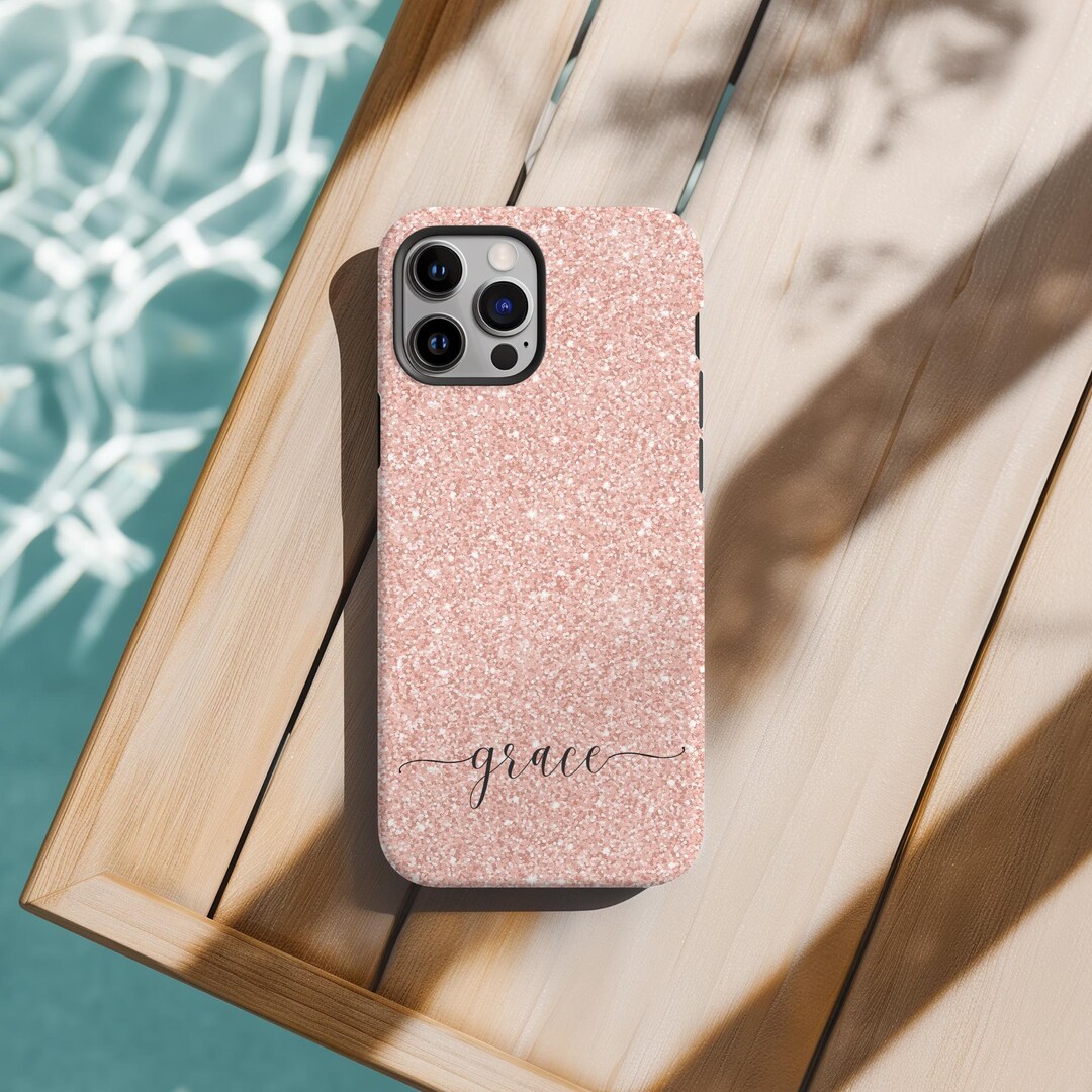 IPhone Custom Pink Glitter iPhone Case for iPhone 16 15 14 13 12 11 8 ...