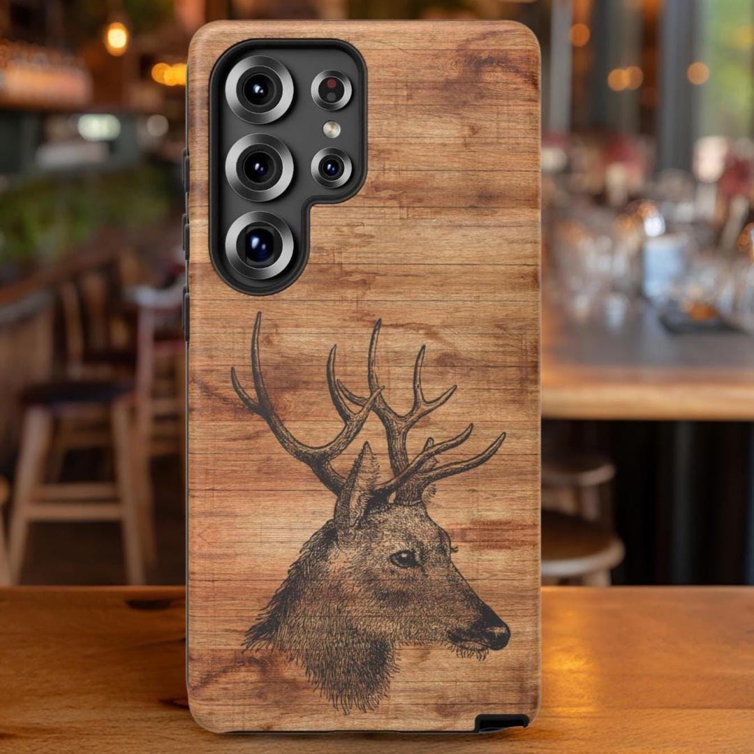 Deer Using Phone Buck Deer Phone Case, Compatible With Galaxy Phones S26 S25 S24 S23 S22 ...