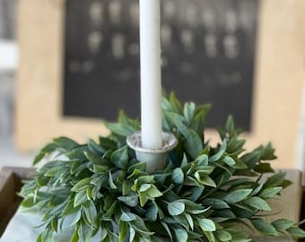 Rainwashed Candle Ring | Wreath | 10" | faux floral home decor | Home Decor Centerpiece | Greenery Candle Ornament | Faux Plant Decor