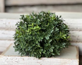 New England Boxwood Half Sphere 8.5" | Faux Greenery Topiary Ball | Year Round Home Decor | Farmhouse Table Centerpiece | Artificial Boxwood