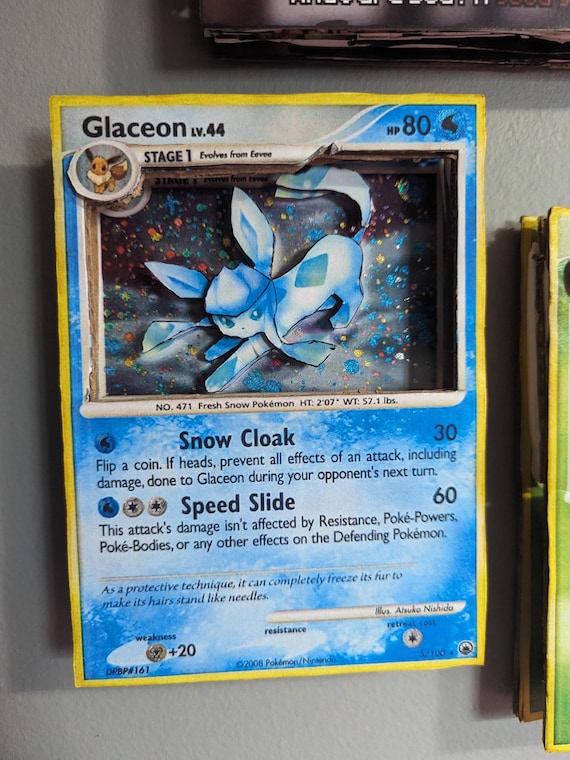 Pokemon Glaceon Majestic Dawn Card Holo Glitter 3D Art Shadow Box Pokemon Glaceon Majestic Dawn Card Holo Glitter 3D Art Shadow Box