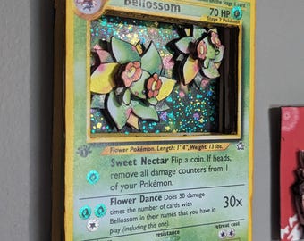 Pokemon Bellossom Neo Genesis Card Holo Glitter 3D Art Shadow Box