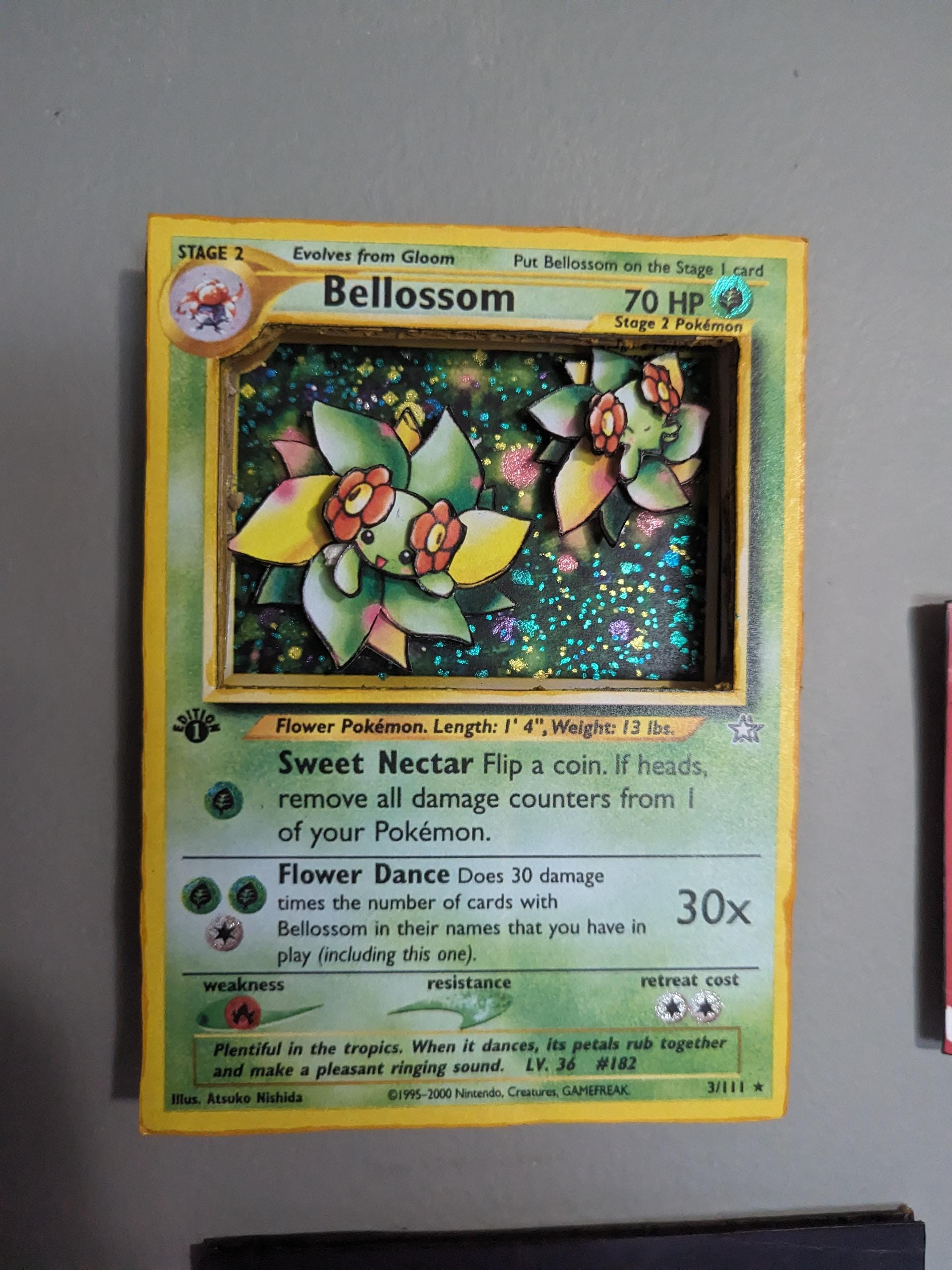 Pokemon Bellossom Neo Genesis Card Holo Glitter 3D Art Shadow Box - Etsy