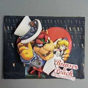 Mario Bowser & Peach&#39;s Wedding Super Mario Odyssey Shadow Box / 3D Art