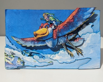 The Legend of Zelda: Skyward Sword Skyloft Loftwing Link Shadow Box 3D Art