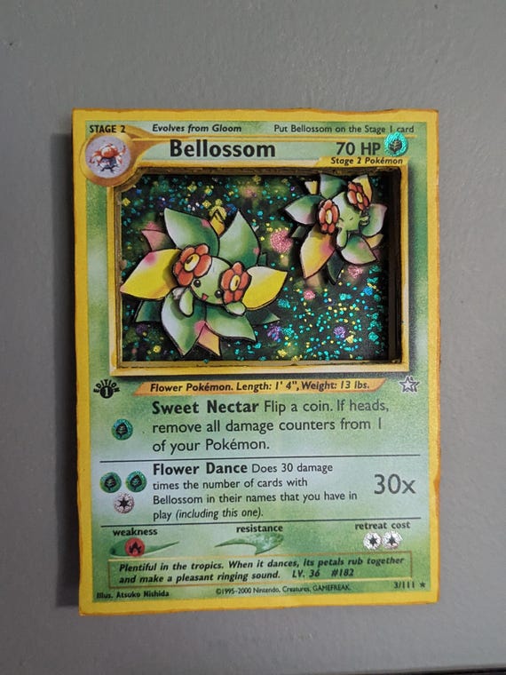 Bellosom 英語版 3/111 Pokemon Bellossom Neo Genesis Card Holo Glitter 3D Art Shadow Box
