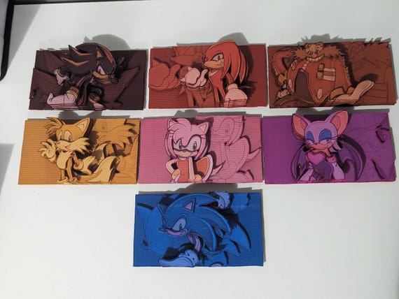 Sonic Adventure 2 Shadowbox / 3D Art Shadow, Rouge, Amy, Tails, Knuckles, Eggman