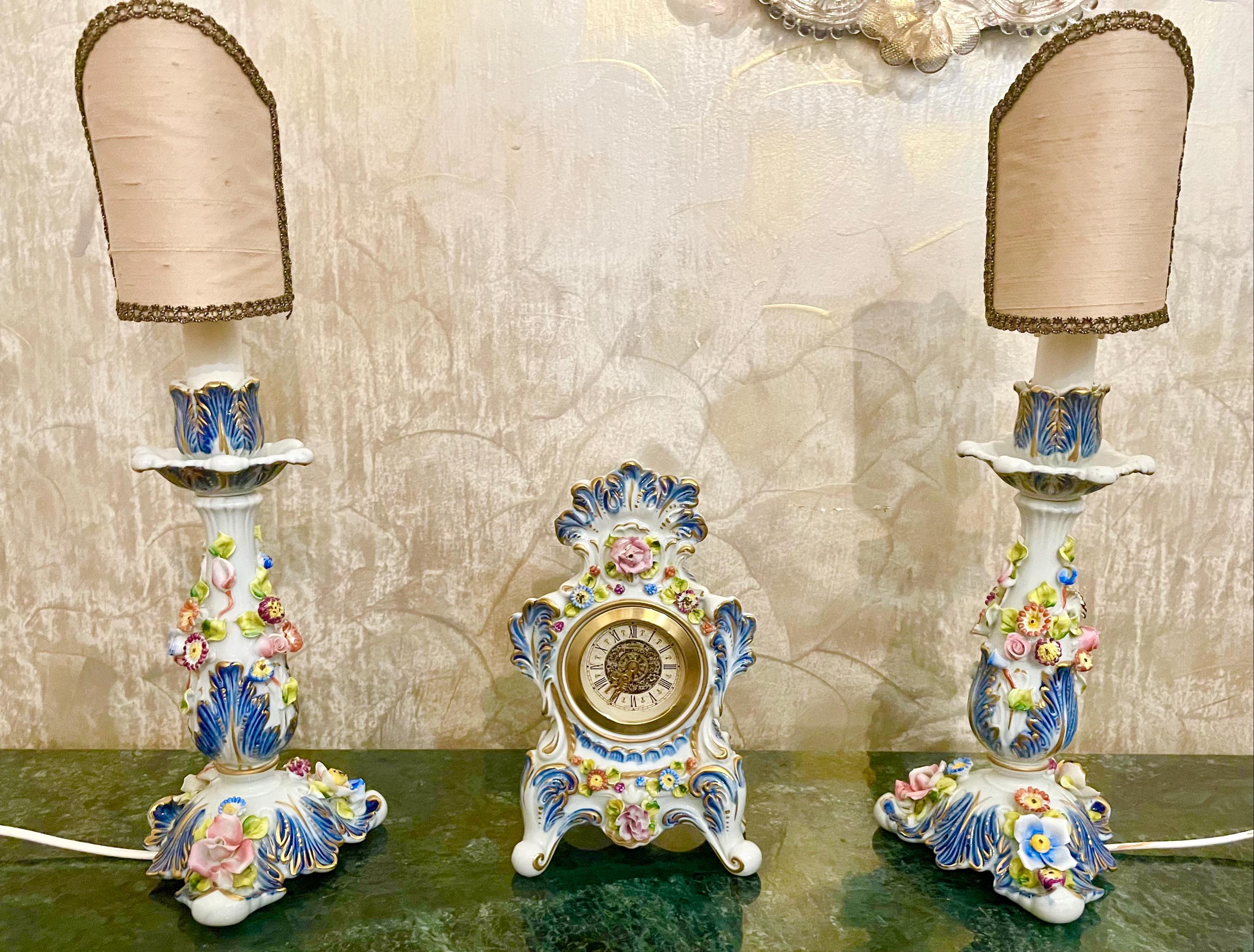Vintage Capodimonte Mantel Clock - Etsy