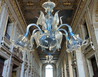 Grand lustre « La Murrina » en turquoise indigo et or 24 carats, de marque