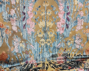 Bevilacqua Italian Upholstery Fabric Silk Velvet Floral Antique Pattern Venetian Fabric for Cushions Home Decor and Furniture 3 Meter cut