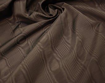 Viscose Moirè Fabric Dark Brown Watered Silk Effect Material by 0.5 Meter