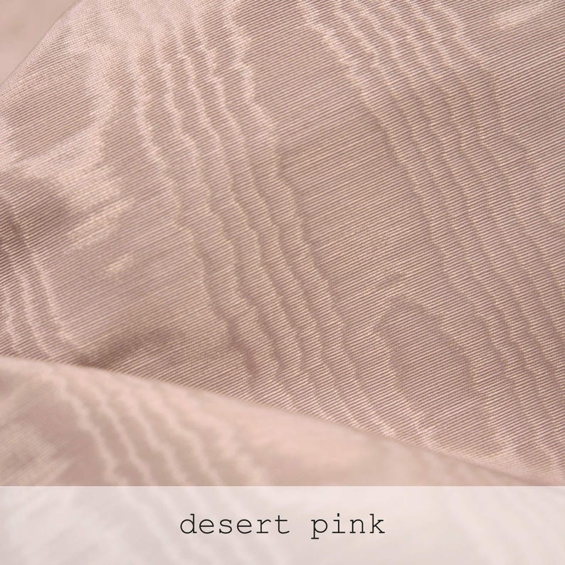 Soft desert pink and dusty rose fabric with a finely ribbed surface and subtle wave reflection. The delicate, muted neutral pink tone is perfect for romantic bridal, boho, or elegant aesthetic projects.