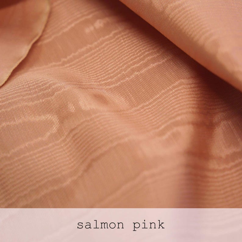salmon pink peach color shade moire fabric original vintage cotton material for historical costumes and high quality upholstery