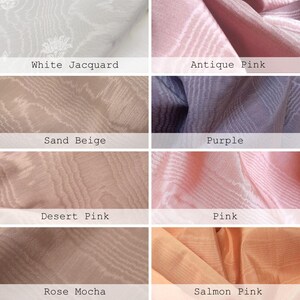 classic solid plain moire fabric color variants, old rose, purple, pink, salmon pink, beige, mocha, powder pink