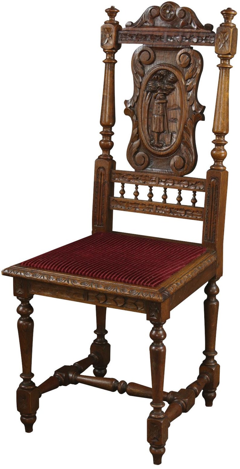 Antique Dining Chairs Brittany Set 4 Carved Chestnut Figures Etsy