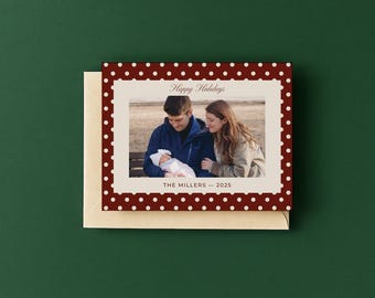 Classic Red Photo Holiday Card | Polka Dot Template