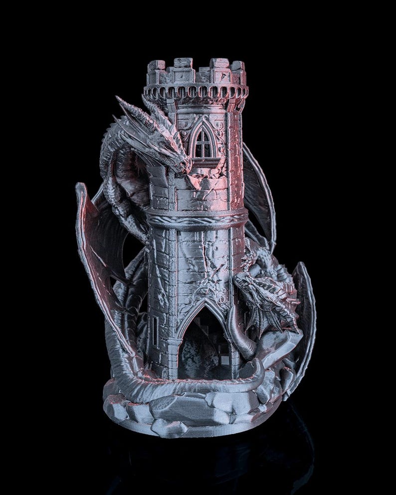 Twin Fate Dragon Dice Tower, 3D Printed Dice Tower, Dnd Dice Roller