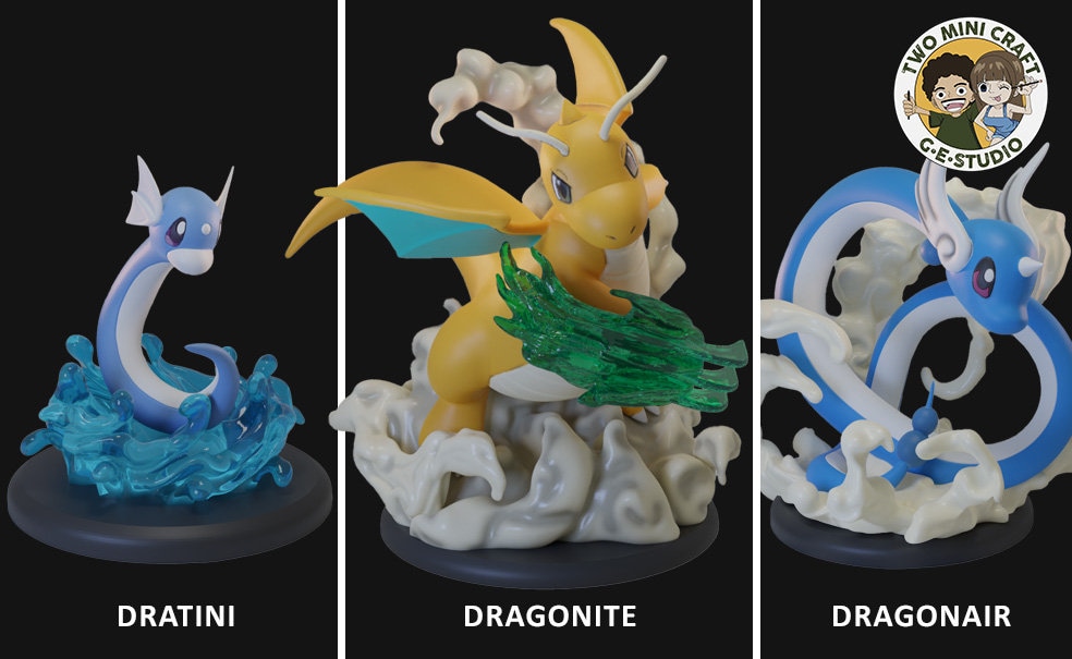 Dragonite Evolution Pokémon Statue - Dratini, Dragonair & Dragonite -26