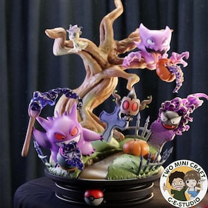 Diorama Gastly Haunter Gengar Mimikyu fan-art