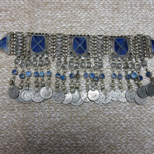 Ethnic Tribal Afghan Kuchi Bellydance  with Lapis Lazuli Stones Choker Necklace