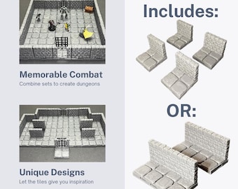 Stenen muurpakket kerkertegels | 3D-geprint voor Dungeons & Dragons en tabletop-RPG's