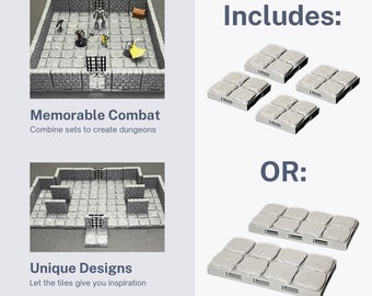 Stenen vloerpakket kerkertegels uitbreiden | 3D-geprint voor Dungeons & Dragons en tabletop-RPG's