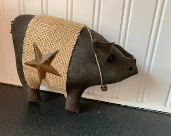 New and Improved Primitive Farmhouse Style Barnyard Pig Handmade - Farm Yard Collection