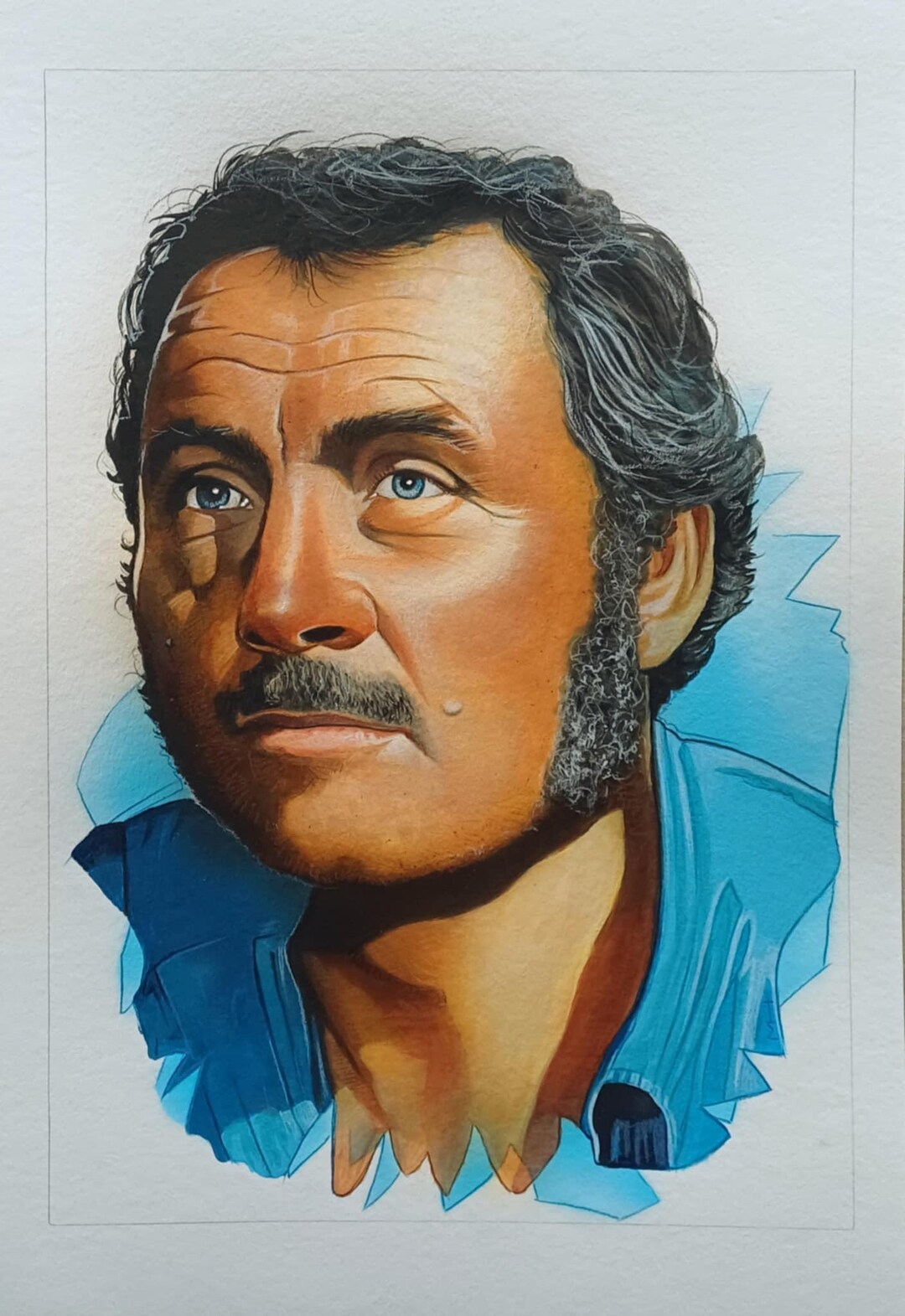 Original Jaws Movie Art – Hand-painted Acrylic Portrait of Fisherman ...