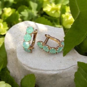 Jade Dangle Earrings - Natural Green and Gold Perfect for Mothers Day