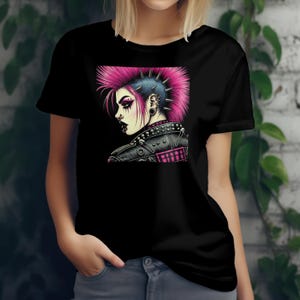 Punk Rock Girl T-Shirt 100% Cotton Mohawk Alternative Tee L-3X Rebel Streetwear