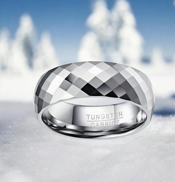 Tungsten Ring Multi-faceted Size 10 Durable and Stylish Mens