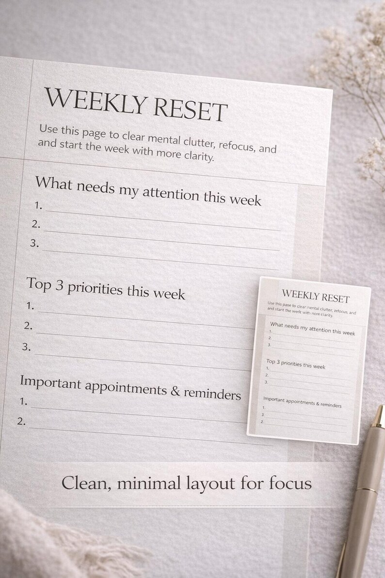ADHD Planner Printable | Daily & Weekly Reset Planner | Focus ...