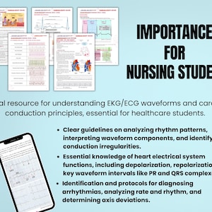 EKG ECG Interpretation Guide | Cardiac Nursing Study Notes (PDF) - Etsy
