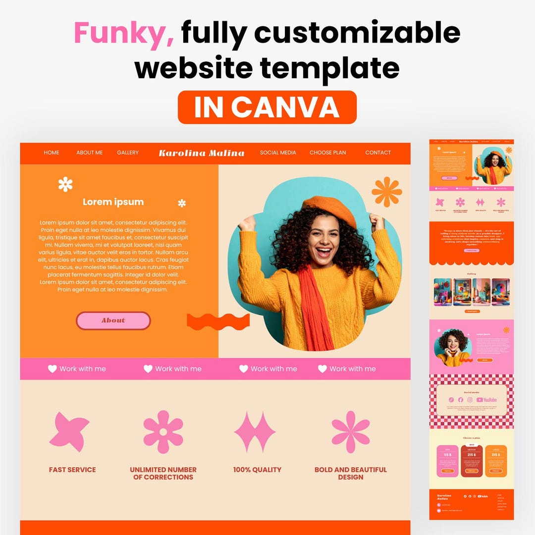 Colorful Personal Brand Website Template Canva Editable Layout Etsy