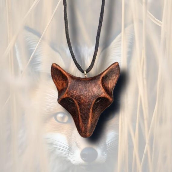 Handmade Wooden Fox Necklace Rustic Animal Pendant Unique
