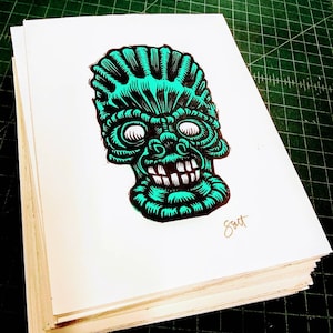 Green Marc Maron - Hand Pulled Linocut