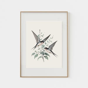 Kunst zwaluwen, digitale download, afdrukbare aquarel vogelprint, kunst aan de muur vogel, decor vogel