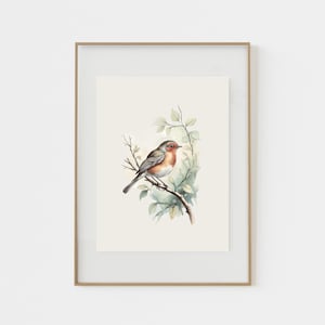 Robin Artwork, Digital Download, Printable Watercolour Bird Print,Bird Wall Art, Bird Decor