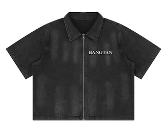 BANGTAN/ARMY Kpop Merch Unisex Vintage Washed Full-Zip Denim Shirt