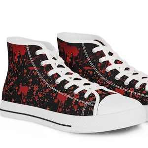 Bloody Splatter High Top Sneakers: Goth Halloween Shoes