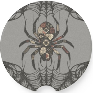 Stylish Spider Soapstone Car Coaster, Goth Halloween Car Accessory, cute Decorative Coaster Auto, Unique Gift for Drivers, Goth Car Decor